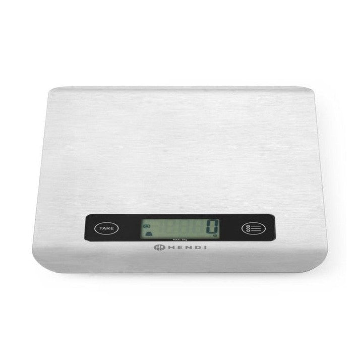 HENDI Küchenwaage 5 kg – Edelstahl, Auto-Tara HENDI