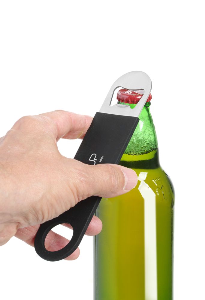 BarUp Flaschenöffner Schwarz – 2-in-1 mit Silikongriff
