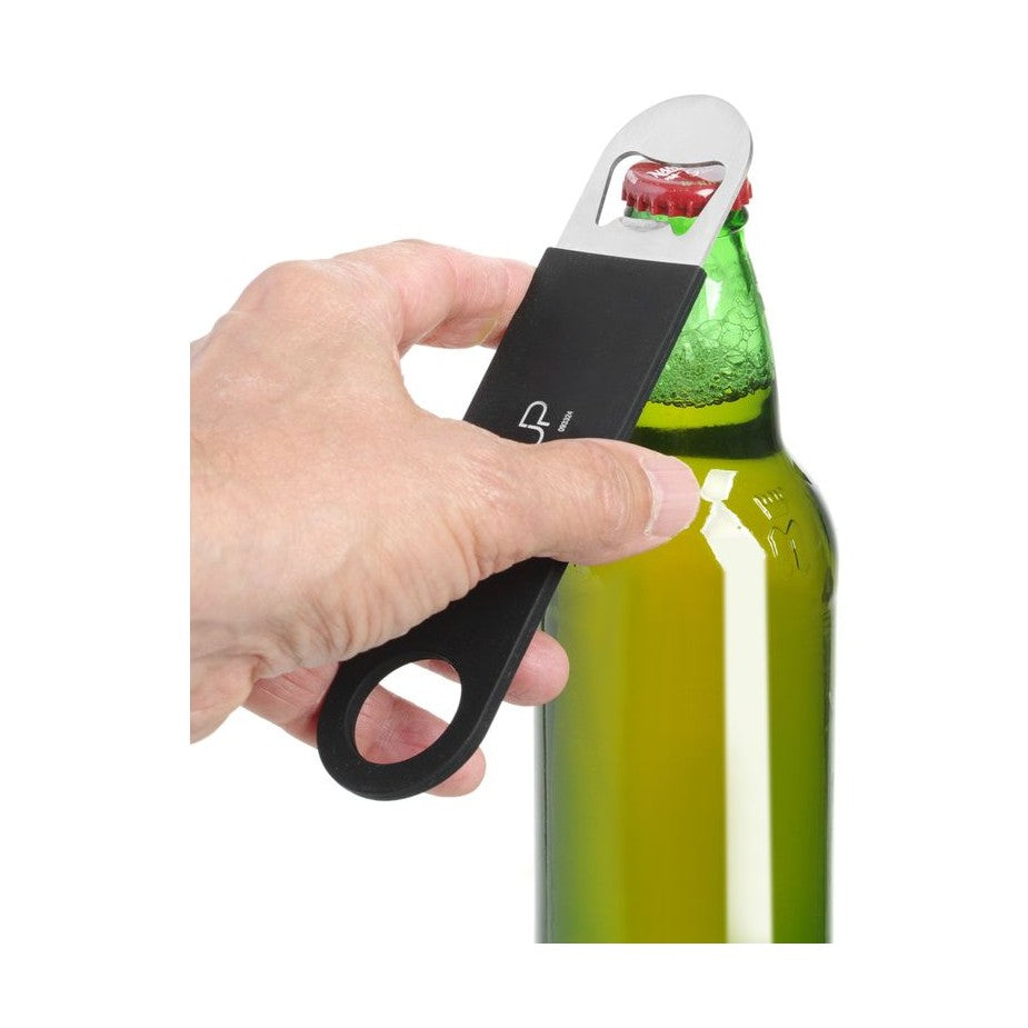 BarUp Flaschenöffner Schwarz – 2-in-1 mit Silikongriff