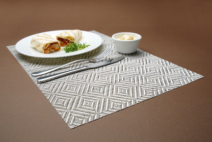 HENDI Platzset geometrisches Muster – silber, 450 × 300 mm, 6 Stk.