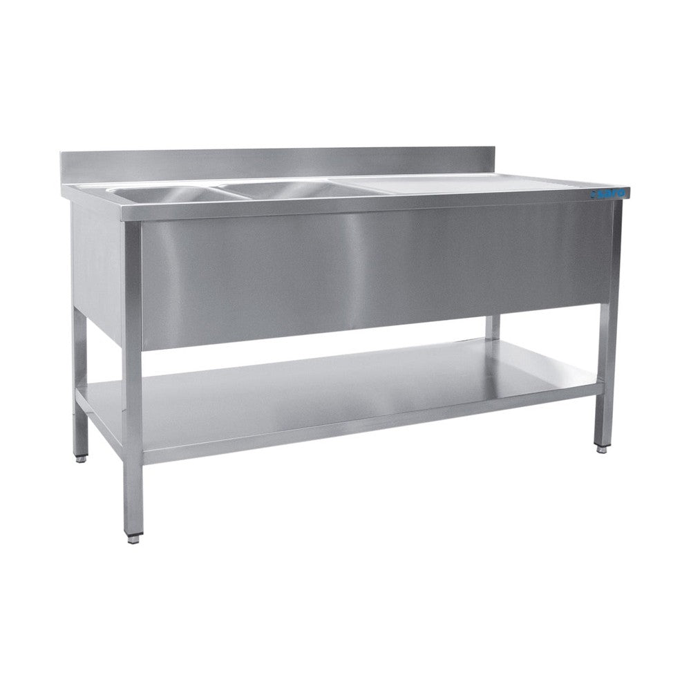 SARO Spültisch 2 Becken, links - B 1200 x T 600 mm SARO