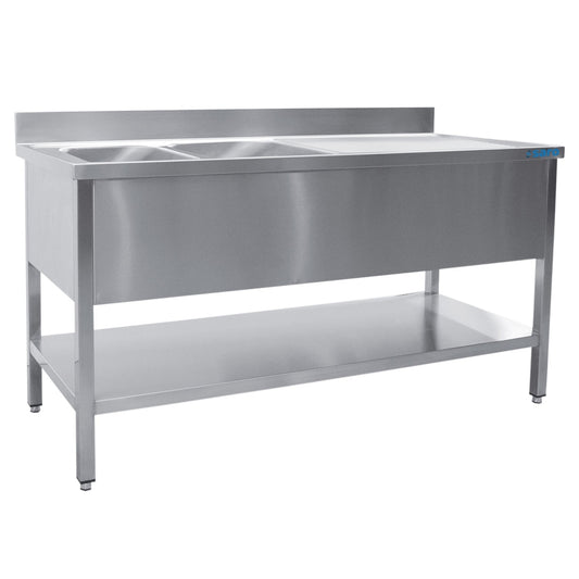 SARO Spültisch 2 Becken, links - B 1600 x T 600 mm SARO