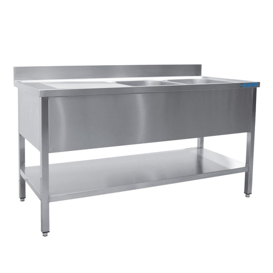 SARO Spültisch 2 Becken, rechts - B 2000 x T 600 mm SARO