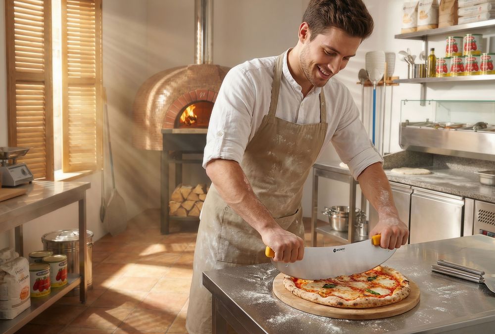 HENDI Pizza-Wiegemesser – 50 cm Klinge, Halbmondform
