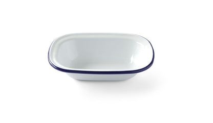 HENDI Emaille-Schüssel rechteckig – 175 × 130 mm, blauer Rand