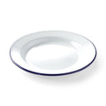 HENDI Emaille Teller flach Ø 240 mm – weiss mit blauem Rand