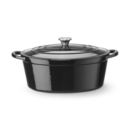 HENDI Gusseisentopf emailliert 6,88 l – oval, schwarz