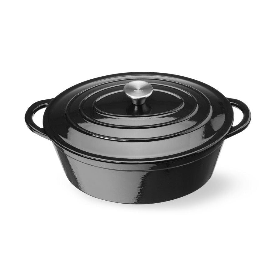 HENDI Gusseisentopf emailliert 6,88 l – oval, schwarz