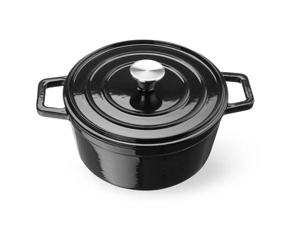 HENDI Gusseisentopf emailliert 3,7 l – rund, schwarz