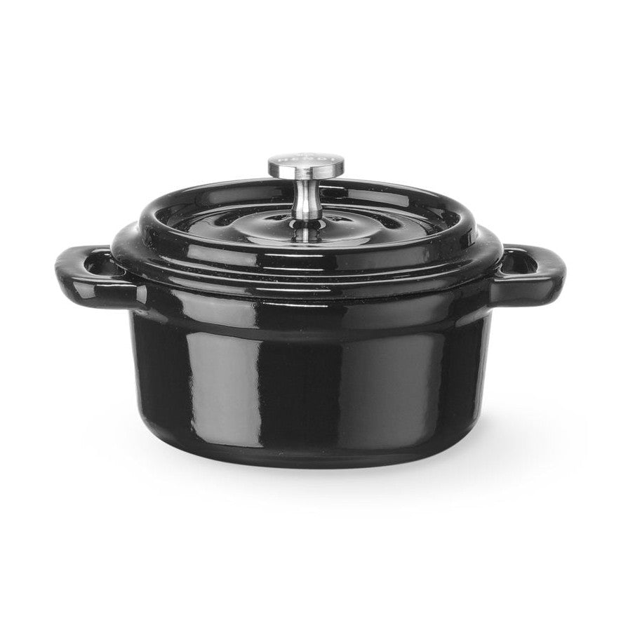 HENDI Gusseisentopf emailliert 0,27 l – rund, schwarz