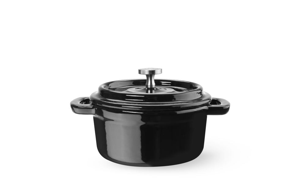 HENDI Gusseisentopf emailliert 0,27 l – rund, schwarz