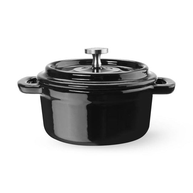 HENDI Gusseisentopf emailliert 0,27 l – rund, schwarz