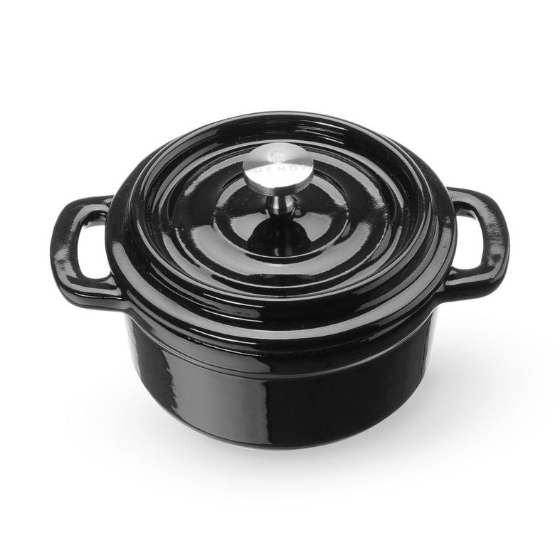 HENDI Gusseisentopf emailliert 0,27 l – rund, schwarz