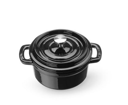 HENDI Gusseisentopf emailliert 0,27 l – rund, schwarz
