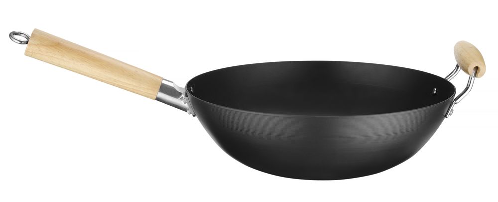 HENDI Wok mit Holzgriff – Karbonstahl, Ø 324 mm