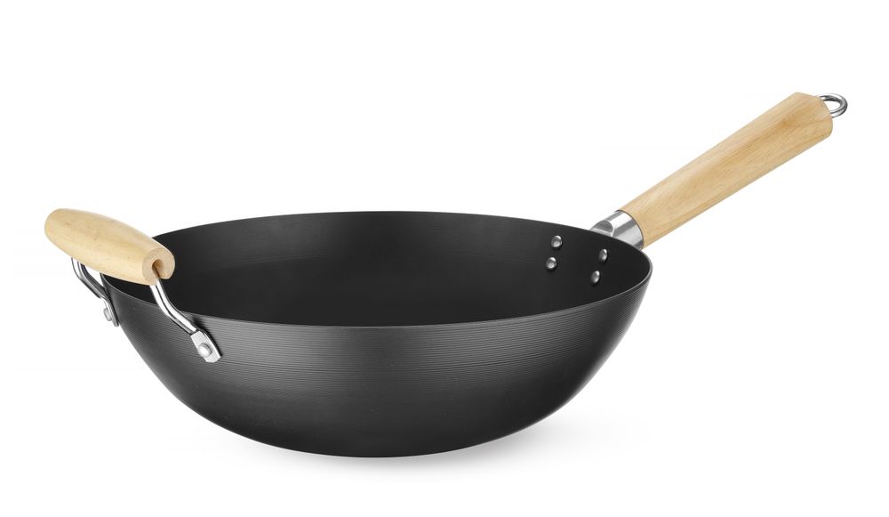 HENDI Wok mit Holzgriff – Karbonstahl, Ø 324 mm