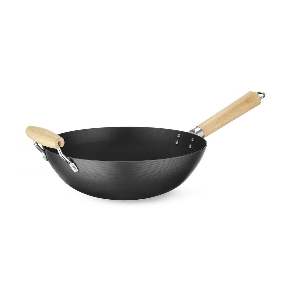 HENDI Wok mit Holzgriff – Karbonstahl, Ø 324 mm