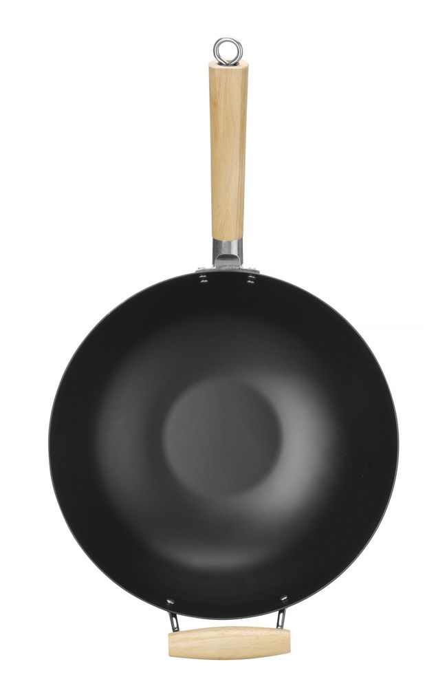 HENDI Wok mit Holzgriff – Karbonstahl, Ø 324 mm