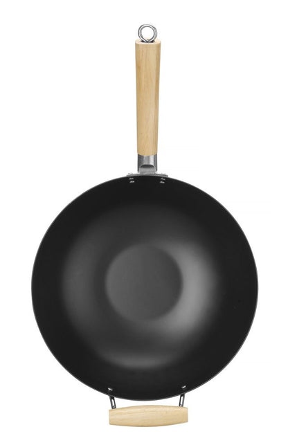 HENDI Wok mit Holzgriff – Karbonstahl, Ø 324 mm