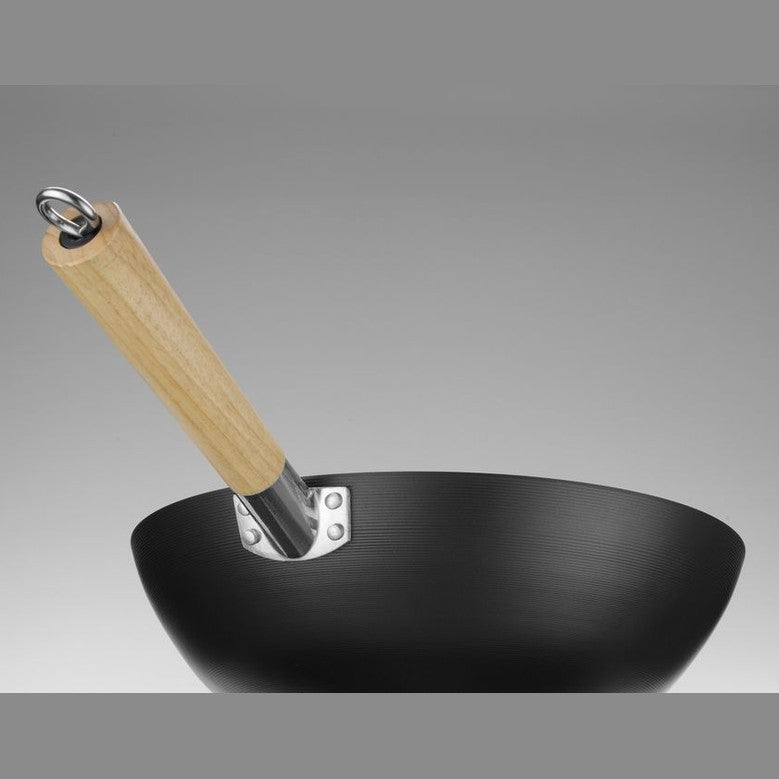 HENDI Wok mit Holzgriff – Karbonstahl, Ø 324 mm