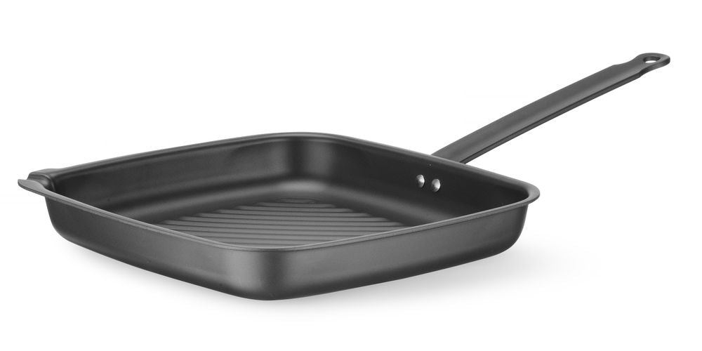 HENDI Grillpfanne quadratisch – Karbonstahl, mit Ausguss