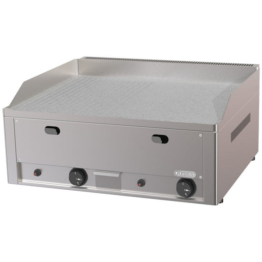 Gas-Griddleplatte 650, Chrom, 1/2-1/2 Bartscher