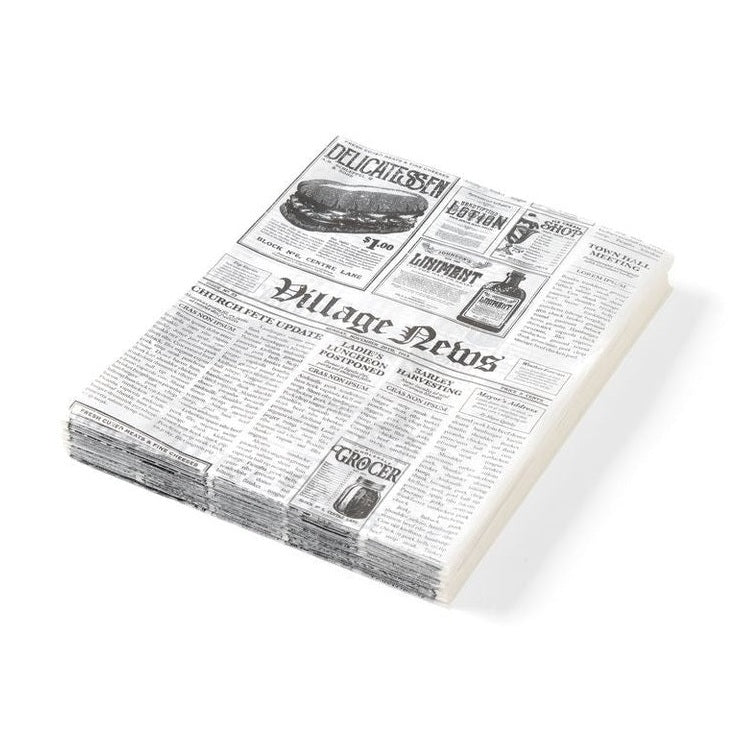 HENDI Einschlagpapier fettdicht Zeitungsdruck – 200 × 250 mm, 500 Stk. HENDI