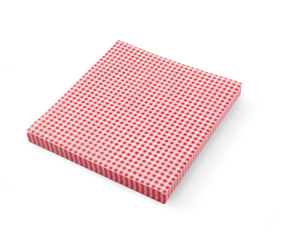 HENDI Einschlagpapier fettdicht 200 × 250 mm – rot-weiss kariert