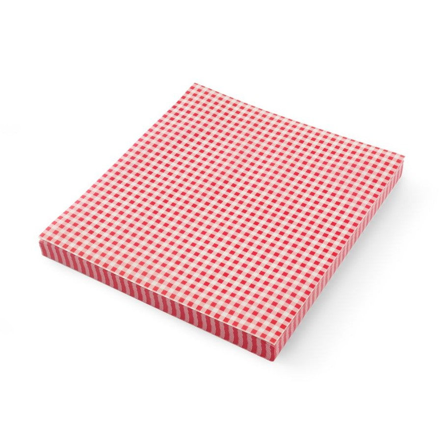 HENDI Einschlagpapier fettdicht 200 × 250 mm – rot-weiss kariert