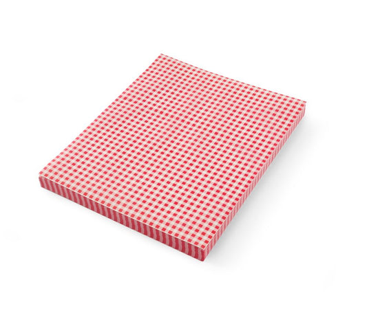 HENDI Einschlagpapier fettdicht 250 × 350 mm – rot-weiss kariert