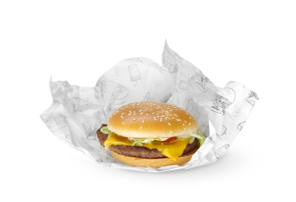 HENDI Einschlagpapier fettdicht 250 × 350 mm – Fastfood-Muster