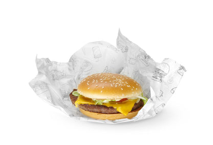 HENDI Einschlagpapier fettdicht 250 × 350 mm – Fastfood-Muster