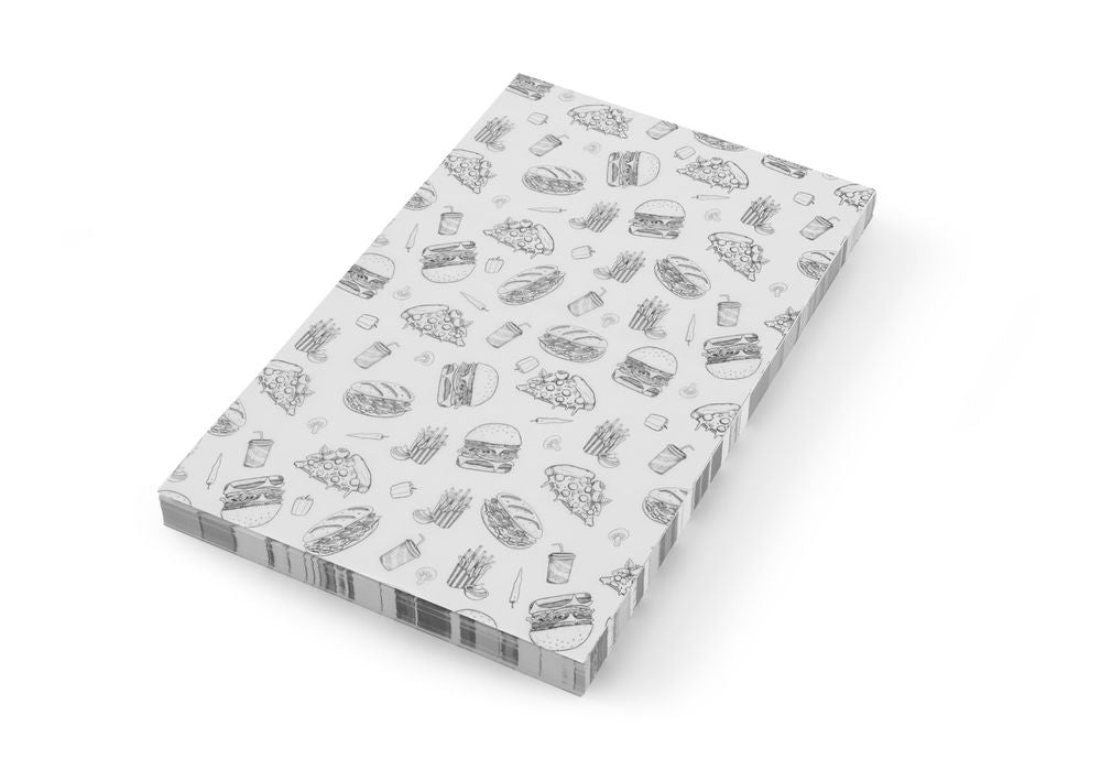 HENDI Einschlagpapier fettdicht 250 × 350 mm – Fastfood-Muster