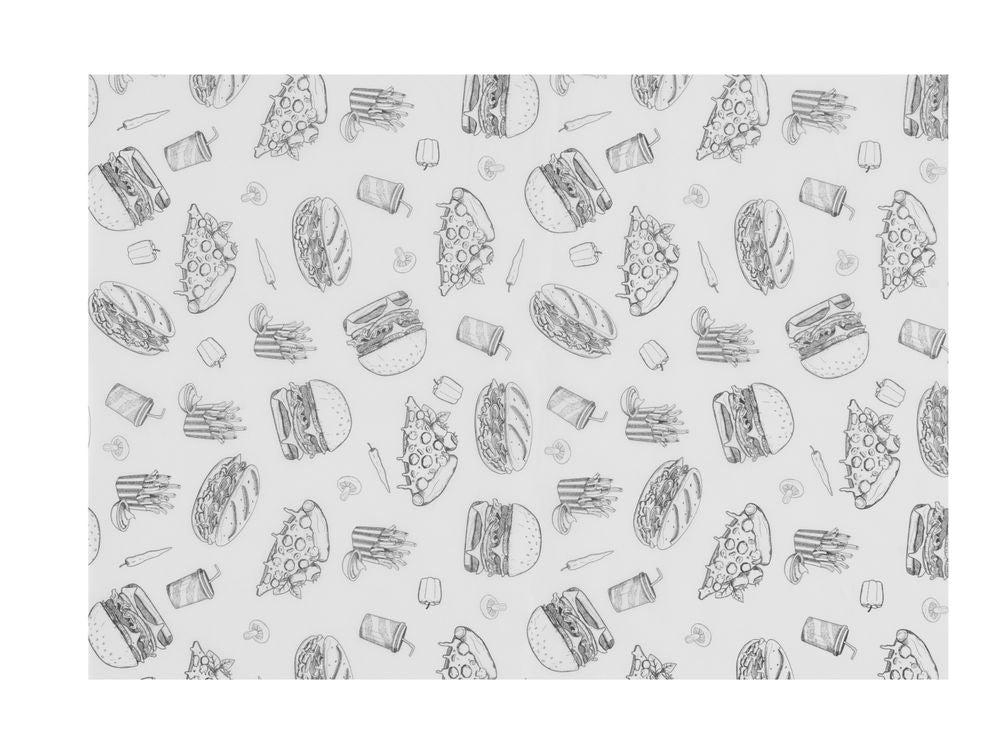 HENDI Einschlagpapier fettdicht 250 × 350 mm – Fastfood-Muster