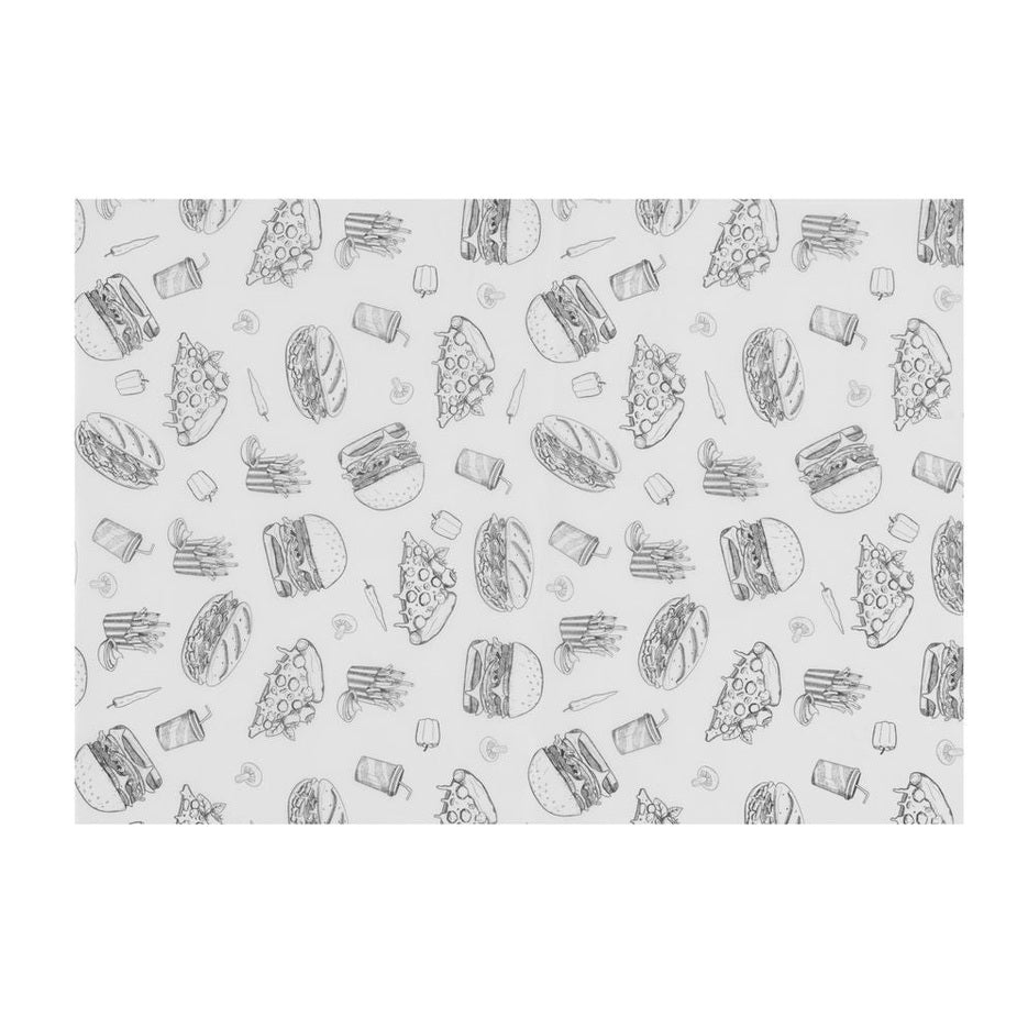 HENDI Einschlagpapier fettdicht 250 × 350 mm – Fastfood-Muster