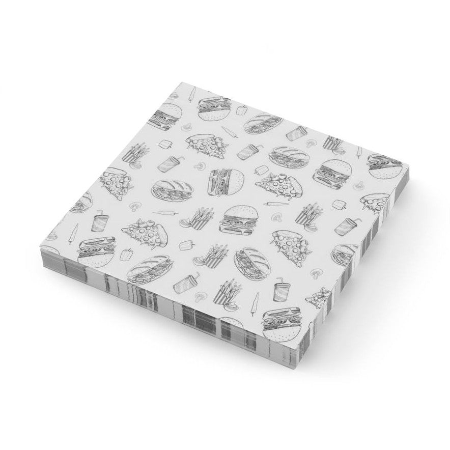 HENDI Einschlagpapier fettdicht 305 × 305 mm – Fastfood-Muster