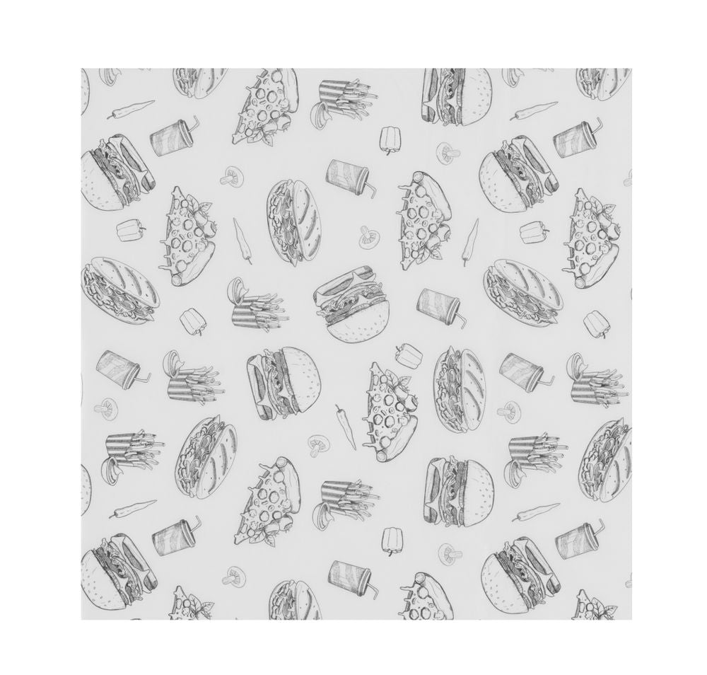 HENDI Einschlagpapier fettdicht 305 × 305 mm – Fastfood-Muster