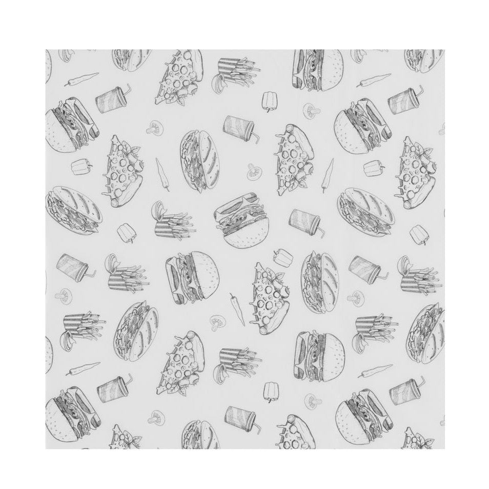 HENDI Einschlagpapier fettdicht 305 × 305 mm – Fastfood-Muster