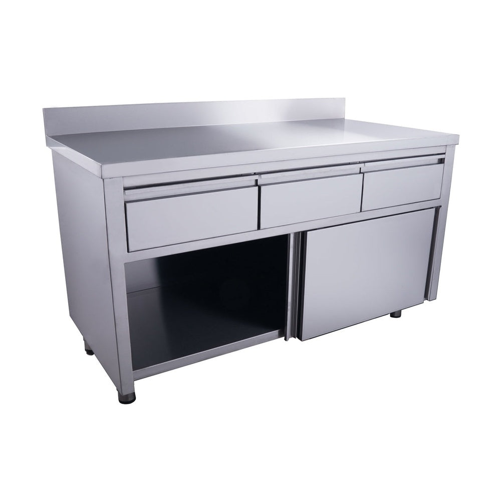 SARO Schiebetürenschrank mit 3 Schubladen und Aufkantung, 1400X700mm SARO