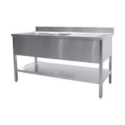SARO Spültisch 1200 × 700 mm – 2 Becken, Becken links