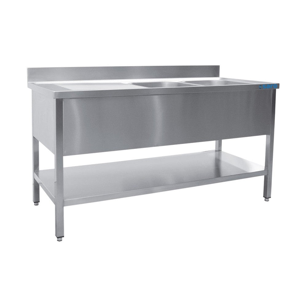 SARO Spültisch 2 Becken, rechts - B 1600 x T 700 mm SARO
