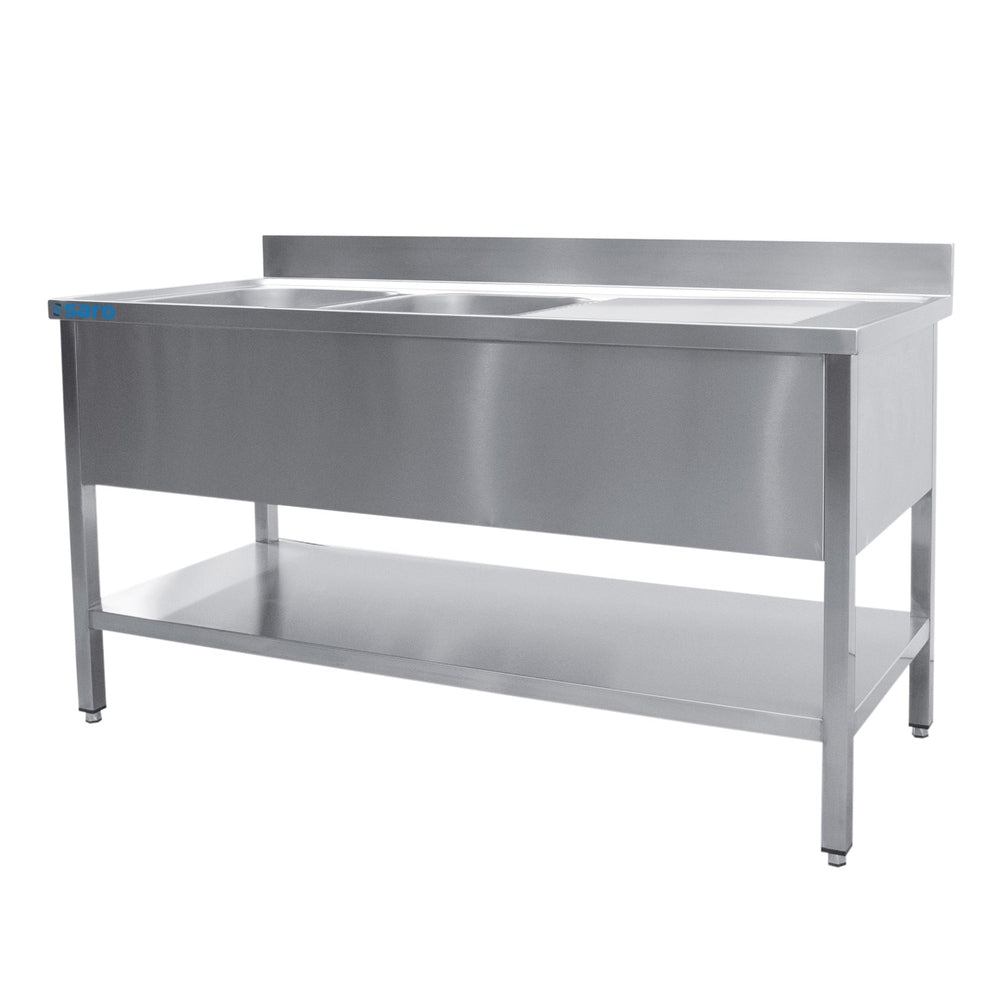 SARO Spültisch 2 Becken, links - B 2000 x T 700 mm SARO