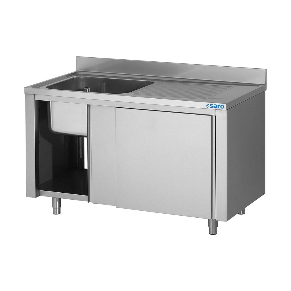 SARO Spülschrank mit Schiebetüren 1400mm, 1 Becken links SARO