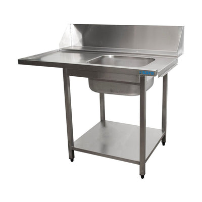 SARO dishwasher prep table, right-hand – W 1200 mm, with sink