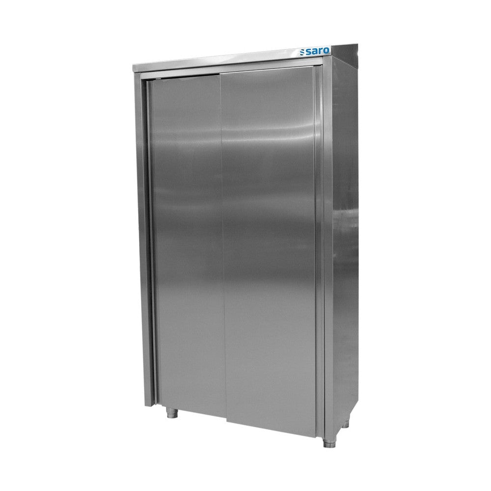 SARO Edelstahlhochschrank 2 Schiebetüren, Breite 1000mm SARO