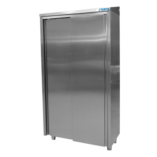 SARO Edelstahlhochschrank 2 Schiebetüren, Breite 1000mm SARO