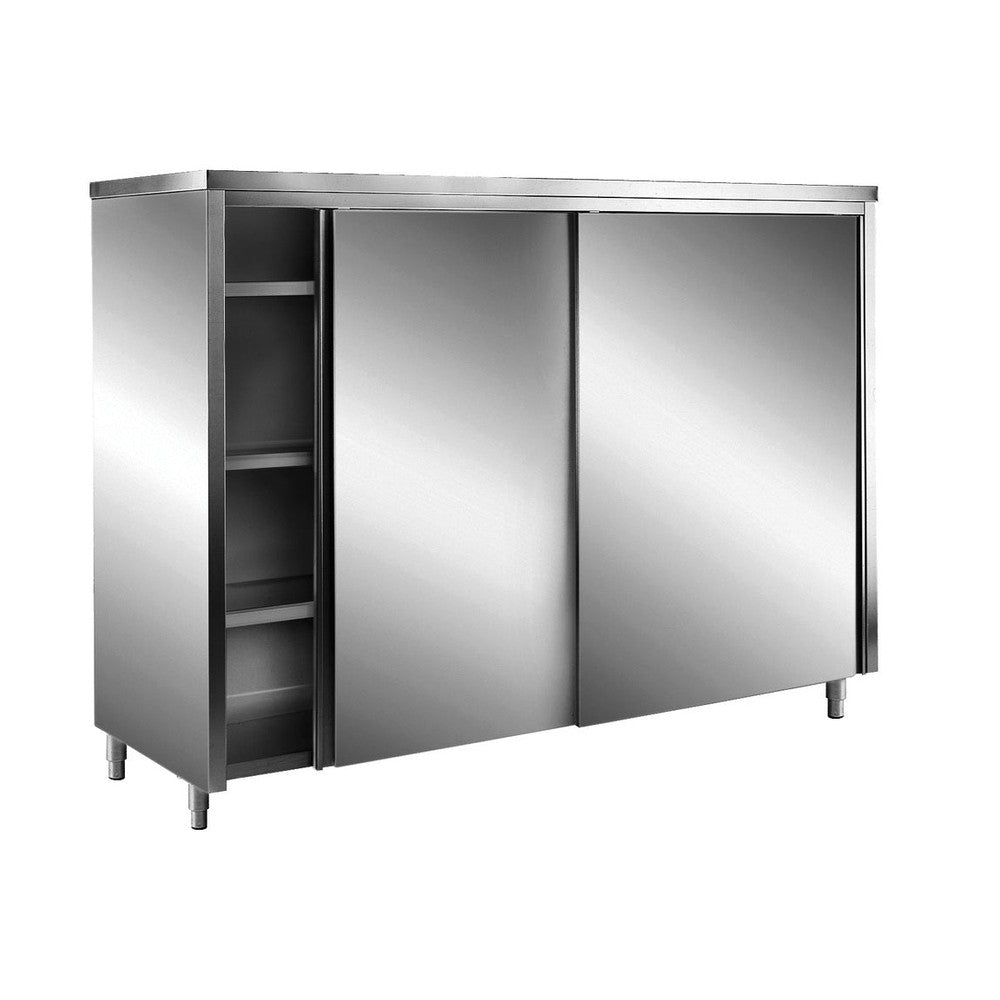 SARO Edelstahl-Lagerschrank mit Schiebetüren AISI 430, Flachdach, 1200x600 mm SARO