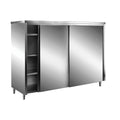 SARO Edelstahl-Lagerschrank mit Schiebetüren AISI 430, Flachdach, 2000x600 mm SARO