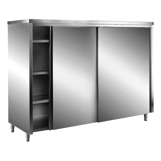 SARO Edelstahl-Lagerschrank mit Schiebetüren AISI 430, Flachdach, 1800x700 mm SARO