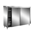 SARO Edelstahl-Lagerschrank mit Schiebetüren AISI 430, Schrägdach, 1000x700 mm SARO